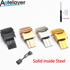 Zhangeer18mm 20Mm 22Mm 24Mm Khóa Dây Đồng Hồ Gập Có Móc 304 Dây Đeo An Toàn Kép Màu Trơn Móc Khóa Thép Không Gỉ Dây Khóa Đồng Hồ Khóa Đồng Hồ