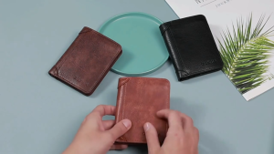 MUSASI 1Pcs RFID Blocking Men Wallet Vintage PU Leather ID Credit Card Holder Short Trifold Wallet