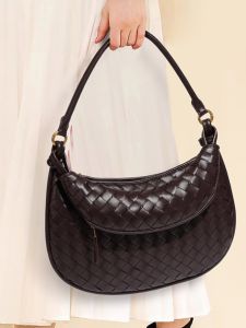 Runway Style Twinning Handbag Spring Summer New Leather Woven Mother-Daughter Underarm Bag High-End Handmade Leather Bag