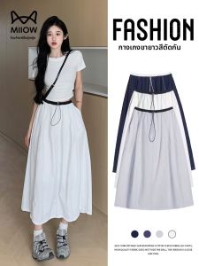 MiiOW | กระโปรงทรงเค้กเอวสูงทรงหลวมสำหรับผู้หญิงในช่วงฤดูร้อนปี 2025 กระโปรงทรงดอกไม้สไตล์เกาหลีแบบบางระบายอากาศได้ดี
