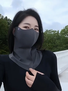 ผ้าคลุมหน้า ผ้าบัฟกันแดด ผ้าคลุมครึ่งหน้า คลุมหน้ากันแดด UPF50 + 3D บังแดด เย็นเย็น กันฝุ่นกันฝุ่น มีหูห้อย ป้องกันการหลุดอีกชั้น