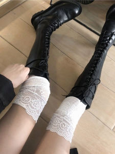 Knee-high Lace Trim Long Tube Socks Womens Spring Summer New Vertical Stripe Slimming Pure Desire Thigh-high Socks JK Japanese Sweet