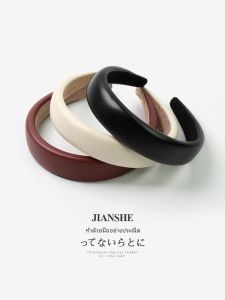 Retro Pure Color Leather Sponge Hairband & Versatile High Hairline Face Washing Hair Clip
