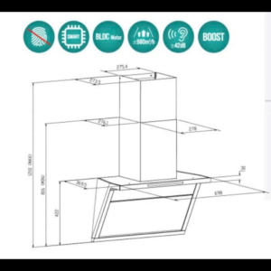 Máy hút mùi âm tủ GrandX GX H70T88G và GX H90T88G kéo trượt kính đen phù hợp tủ bếp 70cm và 90cm