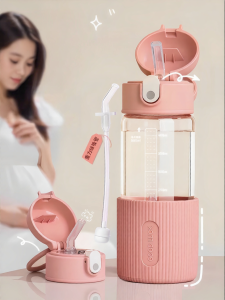 CrossOver | Glass Straw Cup for Pregnant Women Special for Lying down to Drink High Temperature Resistant Water Cup with Scale 2239