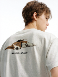 714street | Vintage American Beagle Print Loose Fit Cotton T-Shirt
