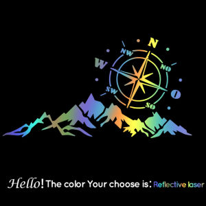 Compass Car Sticker For SUV Off-road RV Camper Vehicle Reflective Mountain Compass Decals Car Stickers Decor Accessories