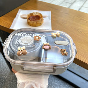 Hộp Cơm Trưa Cách Nhiệt Bằng Thép Không Gỉ 304 Cấp Thực Phẩm Ngăn Kép Đơn Giản Thiết Kế Có Bát Súp Dành Cho Học Sinh Tiểu Học Nhân Viên Văn Phòng Hộp Cơm Trưa Bento