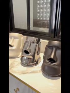 MOAI Tempat Tisu Keramik Nordic Pajangan Kotak Tisu Aesthetic Tempat Tisu Estetik Aksesoris Rumah
