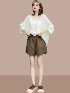 Casual Fashion Set for Women Summer 2025 Salt System Style Youthful Short Shorts Top Bottoms Two Piece Suit round Neck Short Sleeve