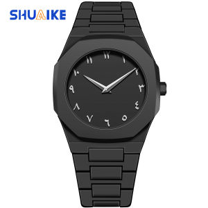 SHUAIKE 1142-4 Business Mens Watch Mens Quartz Watch Classic Fashion Round Watch Art Arabic Digital New Watch Mens Clock