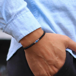 Classic Beaded Bracelet Men Apparel Accessories Evil Eyes Natural 4mm Howlite Tiger Eyes Stone Wrap Braslet Healing Homme Joias