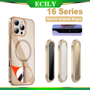 ECILY ที่คลุมปุ่มกล้องด้านข้างสติกเกอร์ป้องกันโลหะสำหรับ IPh 16 Series สติกเกอร์อลูมิเนียมอัลลอยด์ปุ่มควบคุม