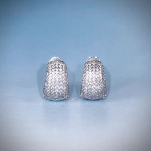 Huitan Dainty Small Hoop Earrings for Women Luxury Pave Half Circle CZ Stone Sparkling Earrings Fashion Versatile Female Jewelry