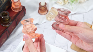 Vintage colored glass candle holder Household candlelight dinner prop Wedding party table decoration