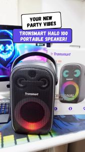 Tronsmart Halo 100 Portable Party Speaker 3-Way Sound System Splendid Lighting Effects Ultra Portable with Handle 18 Hours of Playtime Stereo Pairing Personalize Audio Effects via App Dual Audio Modes Party Speaker 60W Strong Power IPX6 Waterproof - VMI