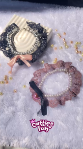 [BLACK PINK] CATTIESFUN Kalung kucing Renda dan Lonceng
