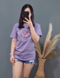 Kaos Wanita Katun 30s Premium L.S.V.T Flower Kombi Motif