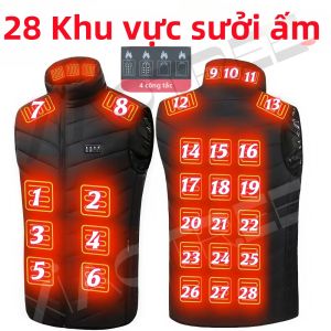 Áo Khoác Giữ Nhiệt Điện USB Mùa Đông Cho Nam Và Nữ Áo Khoác Giữ Ấm Cơ Thể Size 6XL Với 28/9 Vùng Phát Nhiệt Dùng Cho Cắm Trại Và Chống Lạnh
