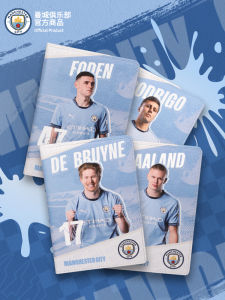 Manchester City Club Star Player Stamp Leather Notebook Football Fans Supplies De Bruyne Image Promotional Item for Fans