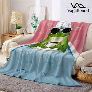 Spa Coffee Frog Mural Flannel Blanket Warm Soft Halloween Christmas Decorative Couch Warm Cozy All-Season Gift