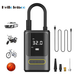 Máy Bơm Hơi Di Động LEIBOO 150PSI Với Đèn LED Cho Ô Tô Xe Máy Xe Đạp - Máy Bơm Khí Khẩn Cấp Cho Bóng
