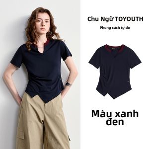 Toyouth | Áo Cổ V Ngắn Phù Hợp Rút Gọn Dọc Waist Deconstructed Slit