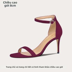 LILY WEI | Dép Sandal Gót Cao Một Dây Lụa Sát Trơn Cổ Điển