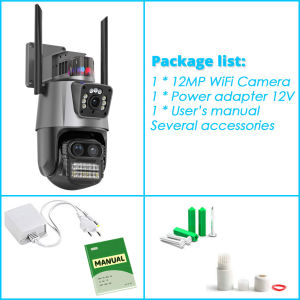 Outdoor Wireless 6K 12MP WiFi Security Camera ICSee Smart Three Lens 8X Zoom PTZ Video Surveillance IP Camera CCTV Auto Tracking