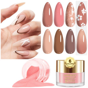 6 x 0.5oz Large Capacity Nude Pink Glitter Colors Air Dry Dipping Powder Set for French Nail Salon DIY Manicure Women Girls Gift