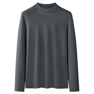 Miiow | Mens Modal Long Sleeve T-shirt High Neck Base Shirt Casual Autumn Top Antibacterial Comfortable Standard Fit Round Neck Tee