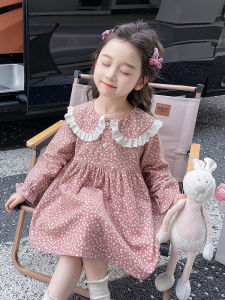 Váy Công Chúa Cổ Hoa Cho Bé Gái Mùa Thu 2023 Váy Midi Tay Dài Ngọt Ngào Họa Tiết Hoa Tươi Mới Cho Trẻ Em