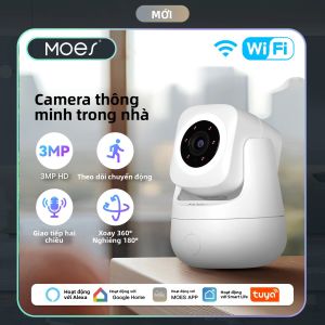 Camera An Ninh Trong Nhà MOES 3MP HD 360 Độ °   Tầm Nhìn Toàn Cảnh Điều Khiển Bằng Ứng Dụng Tuya Tương Thích Với Alexa & Google Home Để Giám Sát Trẻ Em Và Vật Nuôi Tại Nhà