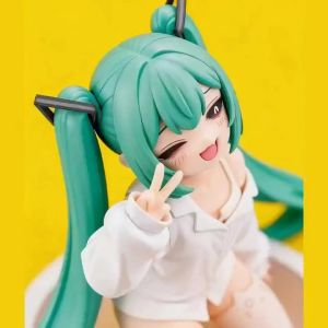 Bandai | In Stock Miku Anime Action Figure Playful Style Cat Ear Pajama Girl Statue Desktop Ornament Collectible Model Toy Gift For Fans