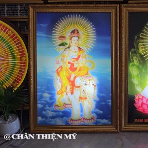 Tranh Phổ Hiền Bồ Tát Có Đèn Trang Trí Bàn Thờ Treo Tường Phòng Thờ DPHBT-48