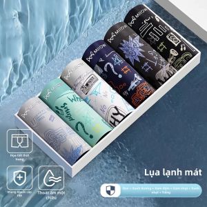 Quần lót nam MiiOW bằng ice silk in họa tiết thể thao cạp vừa