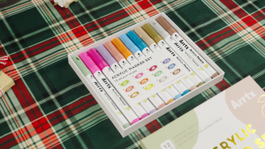 Arrtx 12 Metallic Colors Acrylic Marker Soft Brush Tip