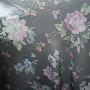 Silver Gray Floral Charmeuse Fabric sold per yard
