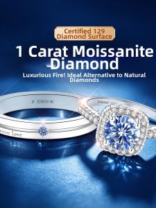 East Beauty | Couple 999 Pure Silver Ring With Moissanite Valentines Gift