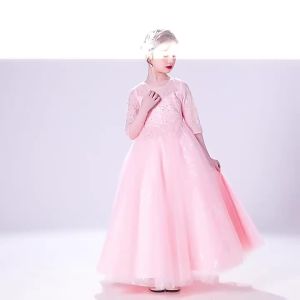 Girls Veil Dress Dress Mesh Half Sleeve Sequined tiskirt Dresses of Bride Fellow Kids Girl Sweet Princess Dress White Summer