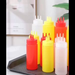 3 Hole Squeeze Bottle Sauce gar Oil Ketchup Gravy Cruet Condiment Dispenser