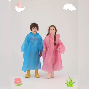 Childrens poncho backpack one-piece thickened outdoor travel childrens raincoat