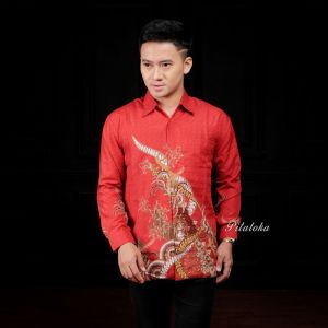 Kemeja Batik Pria Semi Sutra Silky Premium Lengan Paanjang