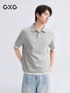 GXG | Mens Medium-fit Stripe Embroidered Polo Shirt