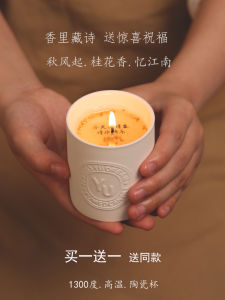 Ceramic Aromatherapy Candle for Bedroom Long Lasting Scenic Poem Hidden in Fragrance Birthday Gift Souvenir High End