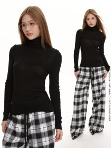 Black High Collar Slim Fit Womens Knitwear Winter New Style Chunky Neckline Inner Wear Comfortable Breathable Long Sleeve Top