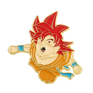 Bandai | Anime Inspired Super Saiyan Red Hair Character Enamel Pin Hard Enamel Lapel Brooch Collectible Badge for Backpack Jacket