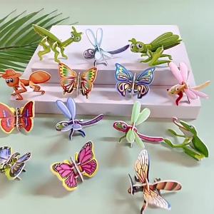 3D Mini Puzzle Animal Insect Dinosaur Tank Aircraft Ocean Puzzle Creative Diy Hand-Assembled Kid Early Educational Toys