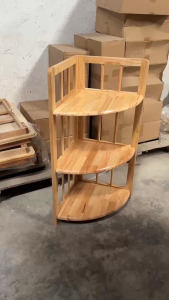 Kệ góc tường 3 tầng gỗ cao su cao 95cm Sâu 38cm - Hàng lắp ráp