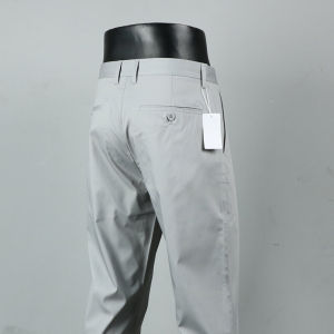 กางเกงขายาวทรงตรงลำลองสำหรับผู้ชาย สีเทา ฤดูใบไม้ผลิและฤดูร้อน สำหรับใส่ไปทำงาน กางเกงขายาวทรงตรง ไม่ต้องรีด กางเกงขายาวทรงตะวันตก